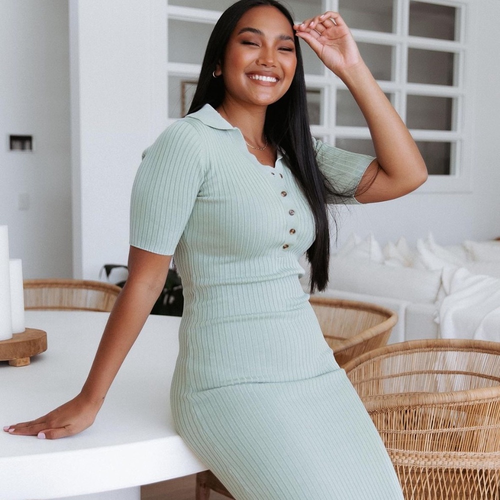 Petal and pup Sage green dress short sleeve midi